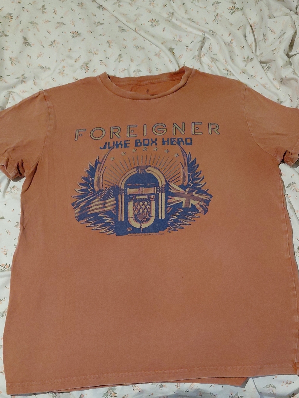 Wrangler Rust Pink Short Sleeve Graphic Tee with Navy Blue Print